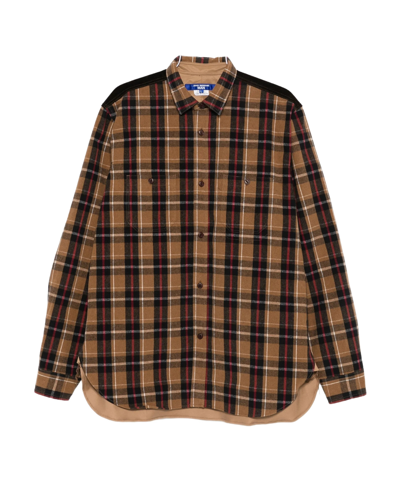 Junya Watanabe Corduroy-panelled Checked Shirt In Multi