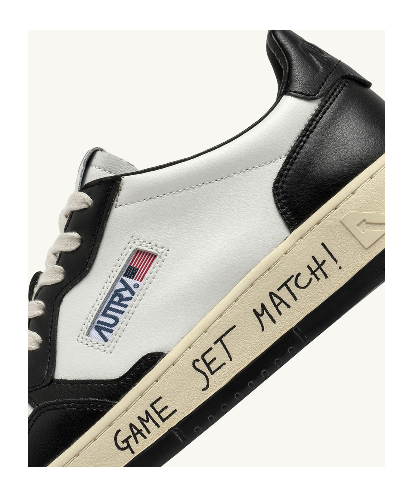 Autry Medalist Low Vintage X Mihara Yasuhiro White And Black Sneakers With Handcrafted Sole In Leather Man In Black