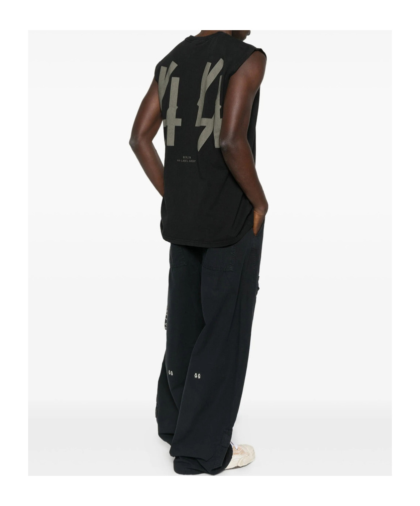 44 Label Group Logo-print Sleeveless Vest In Black