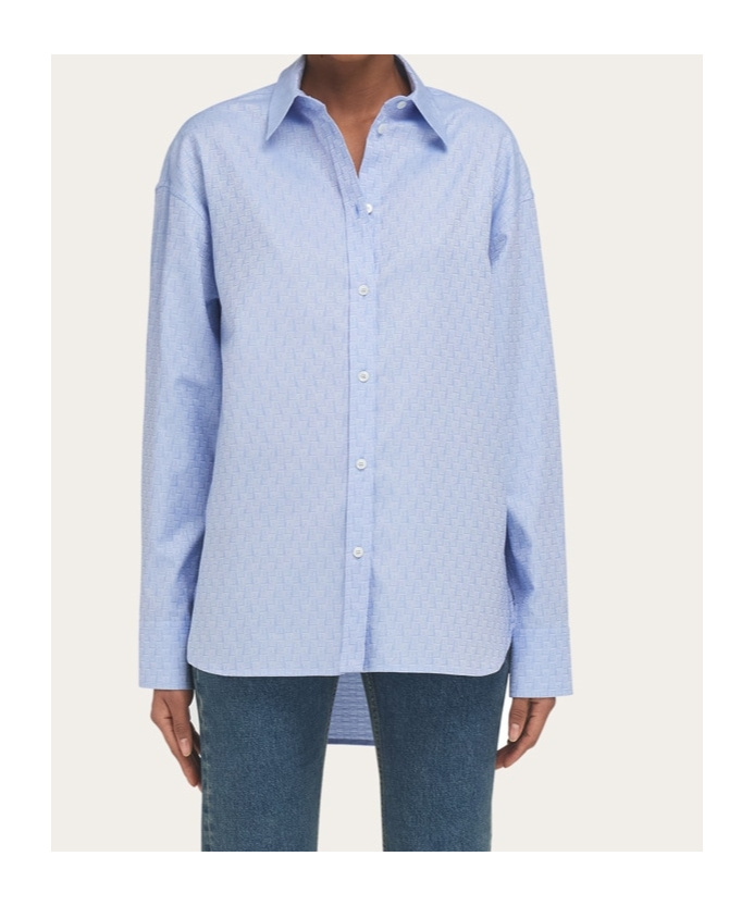 Ferragamo Woman Shirt Azure Size 6 Cotton In Blue