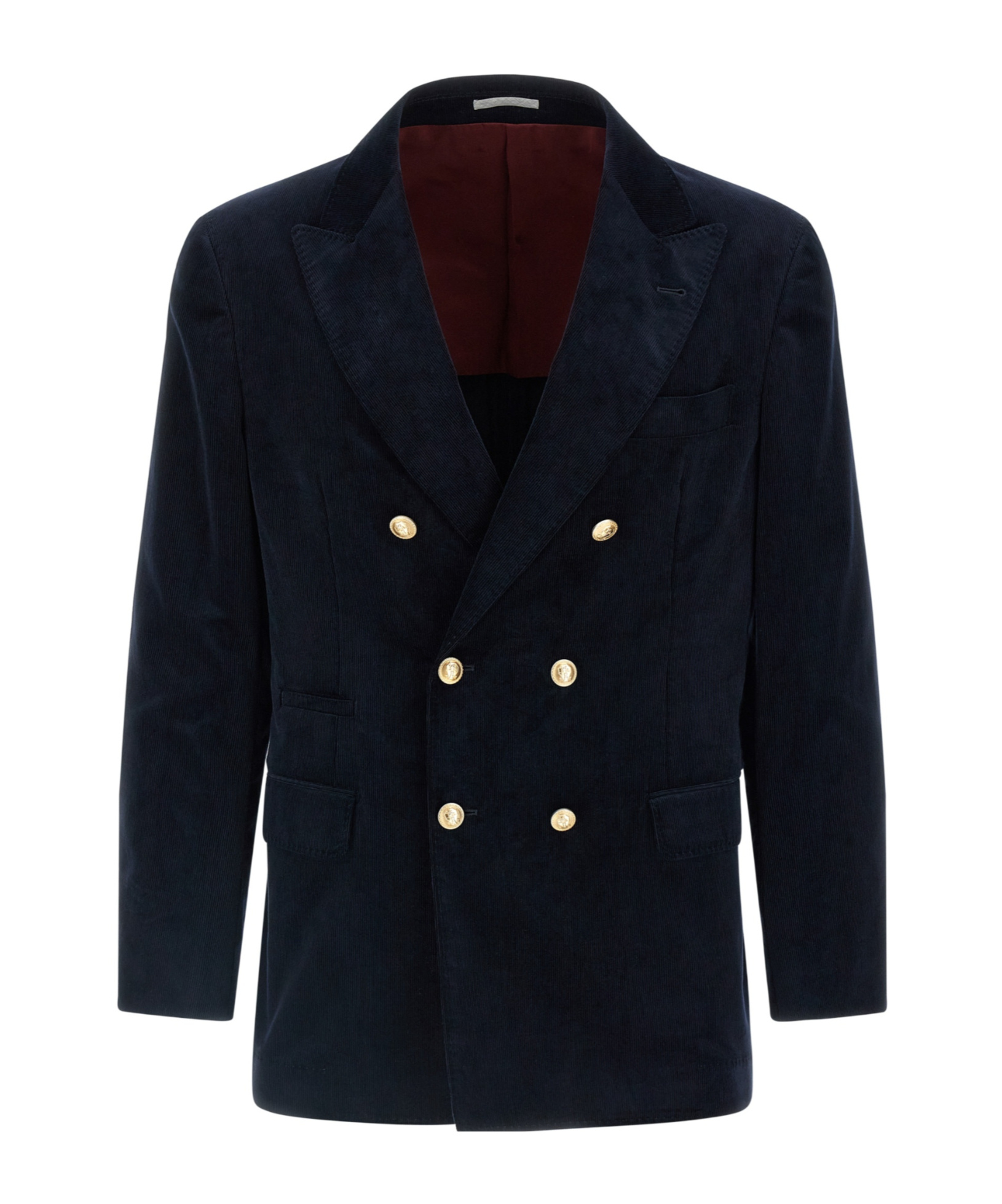 Brunello Cucinelli Tailored Corduroy Double-breasted Blazer In Blue