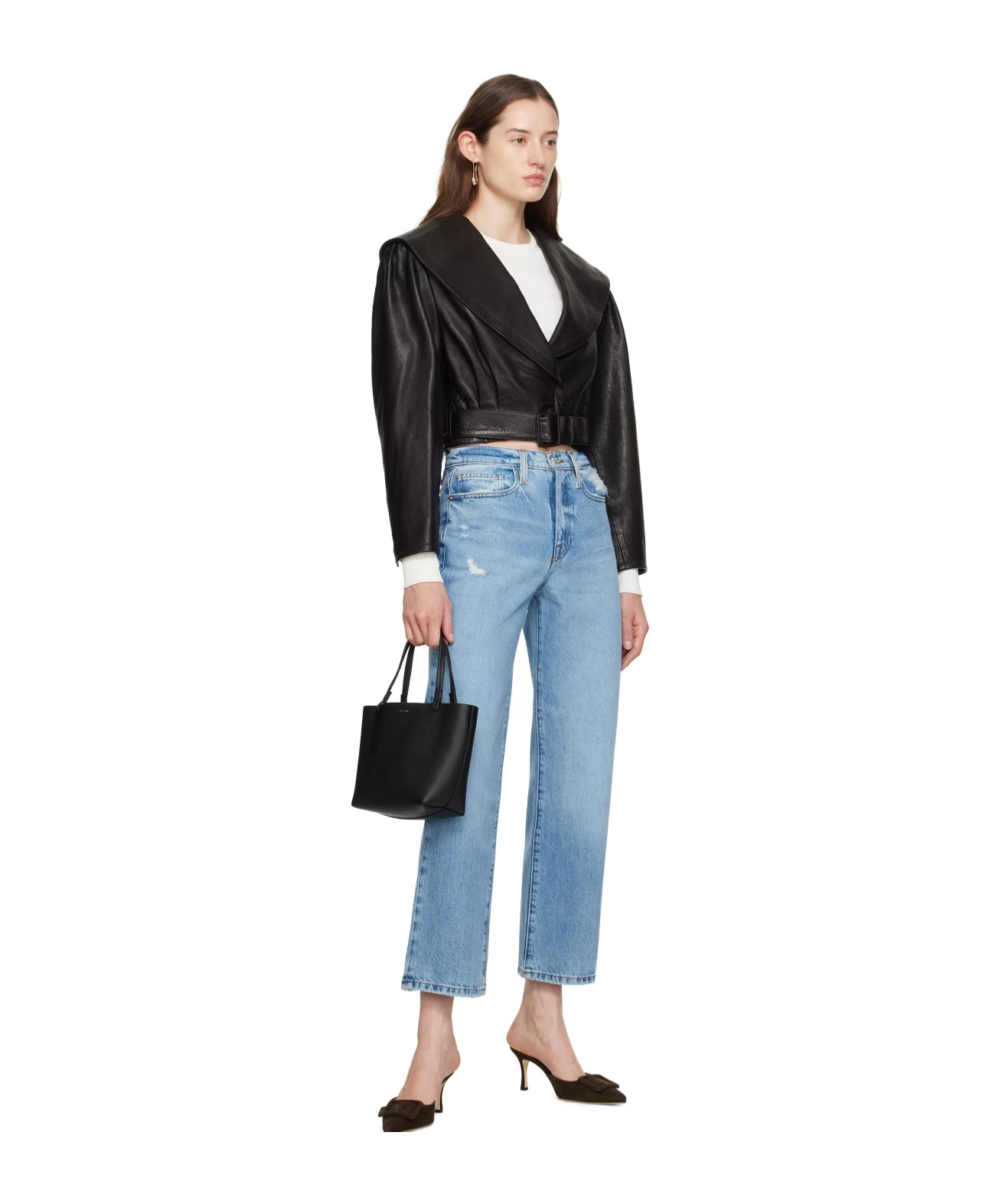 Frame High-rise Zipper Jeans In Blue