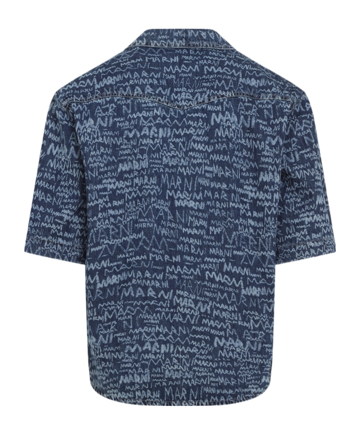 Marni Logo Western Denim Shirt In Blue