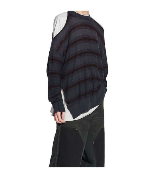 Balenciaga Men's Layered Sweater In Black/multicolor In Multi