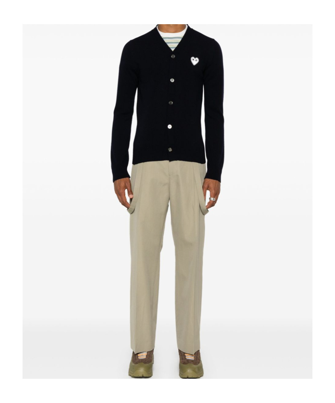 Comme Des Garçons Play Heart-patch Wool Cardigan In Black