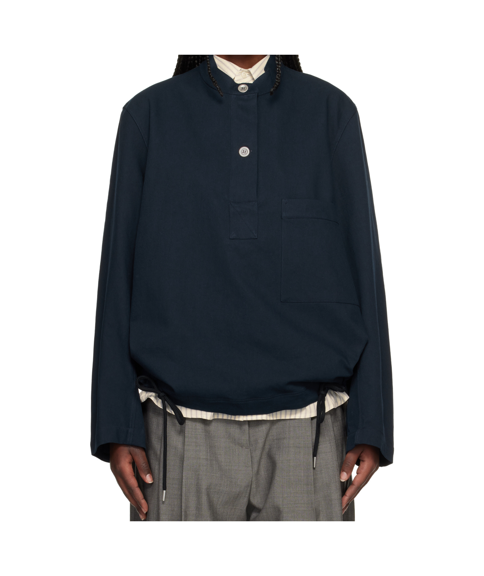 Studio Nicholson Long-sleeved Casual Jacket In Blue