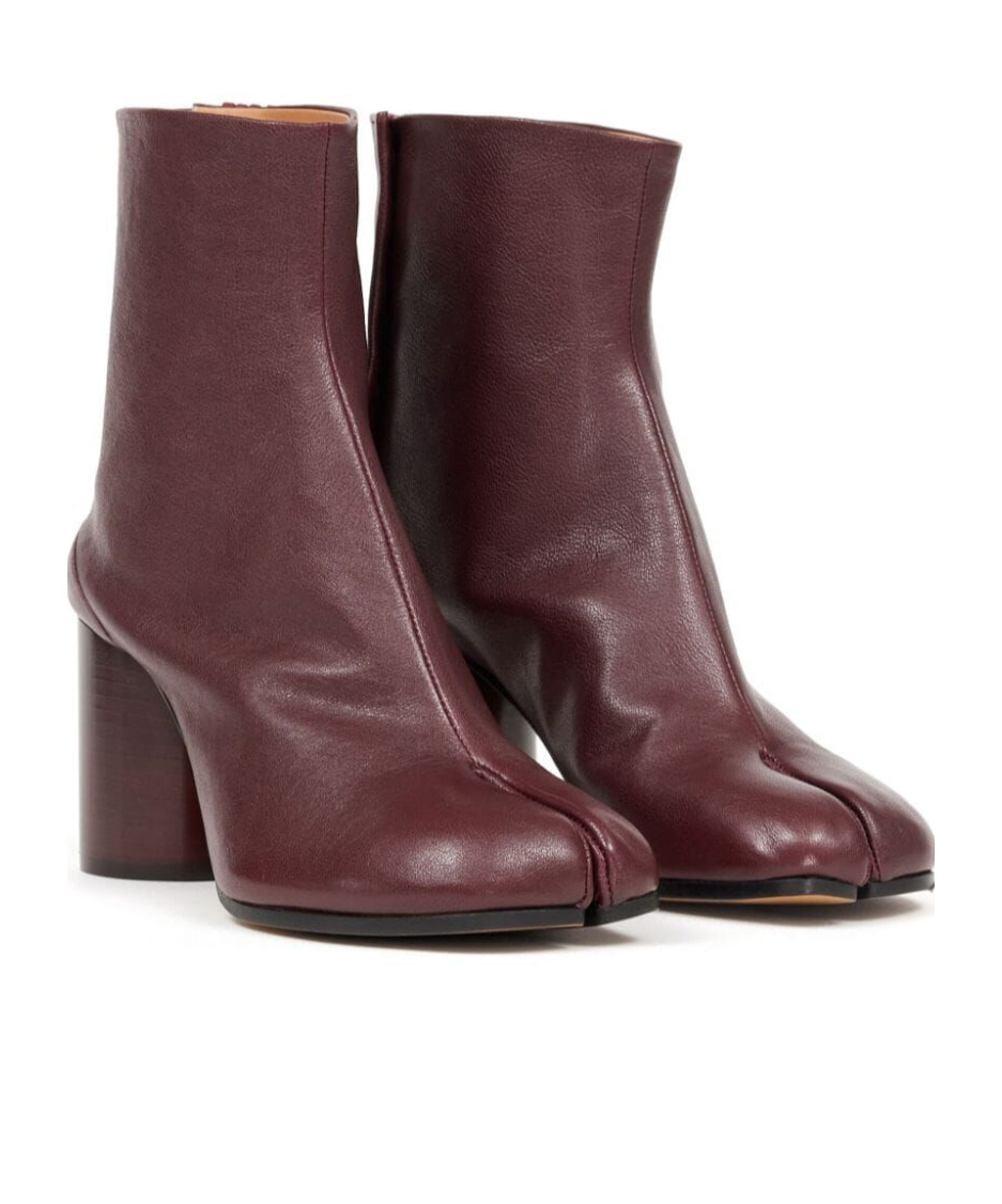 Maison Margiela Woman Ankle Boots Chocolate Brown Size 8 Soft Leather In Red