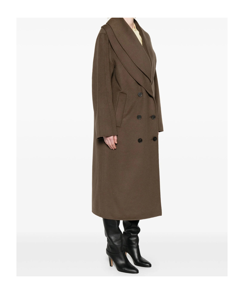 Rohe Double-breasted Shawl-collar Coat In Brown