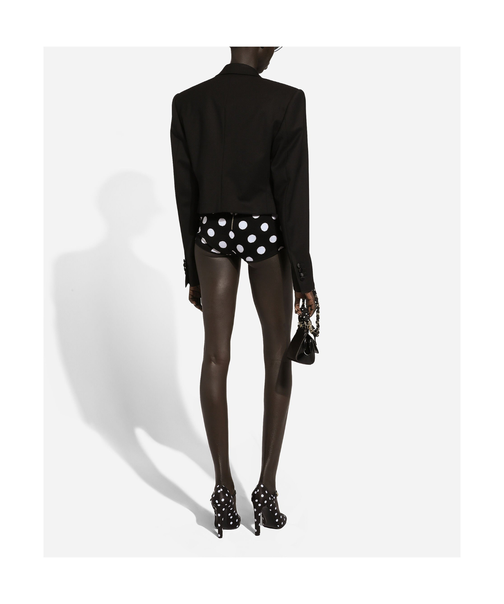 Dolce & Gabbana Virgin Wool-blend Cropped Blazer In Black