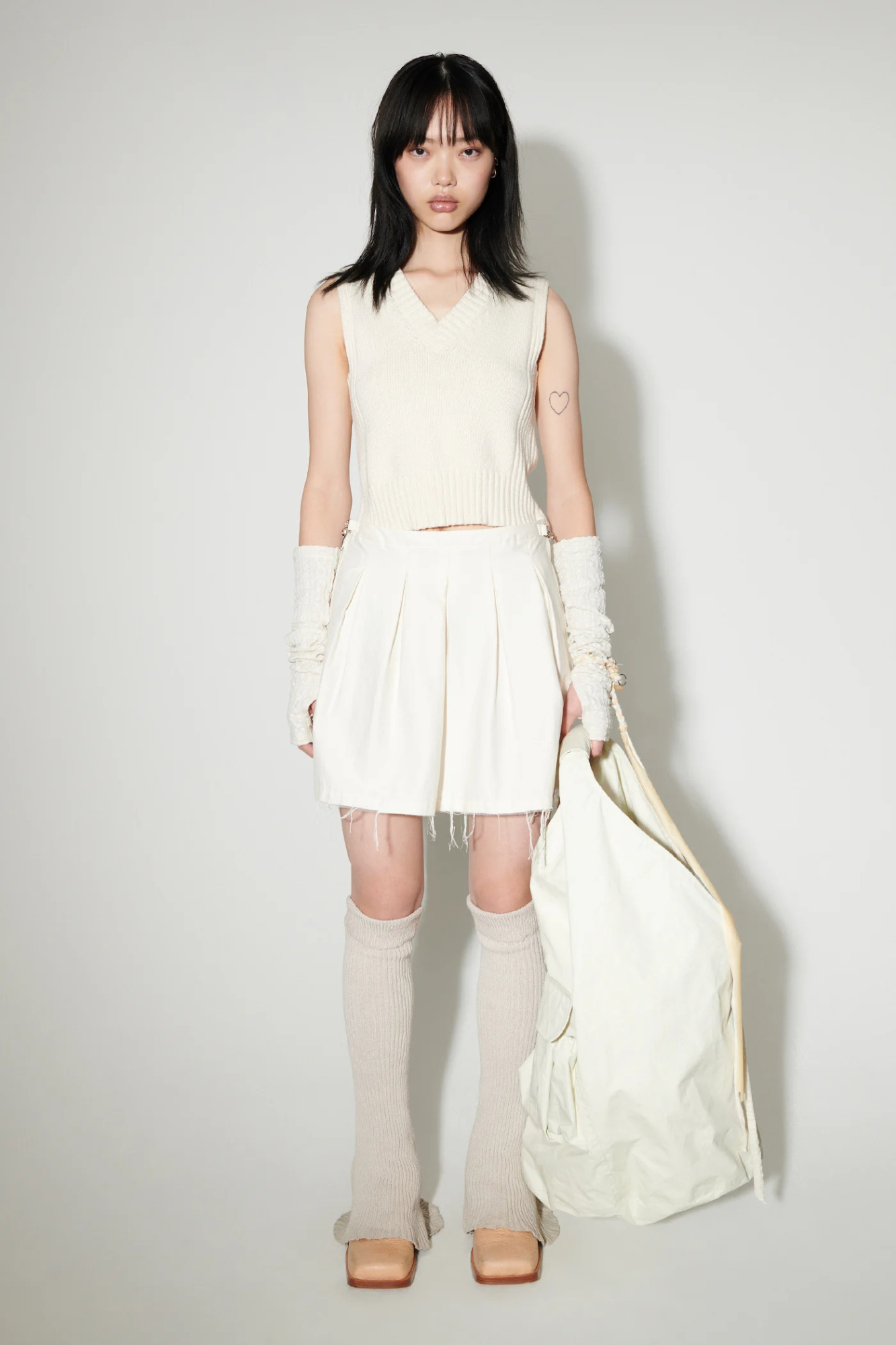 Our Legacy Object Pleated Mini Skirt In White