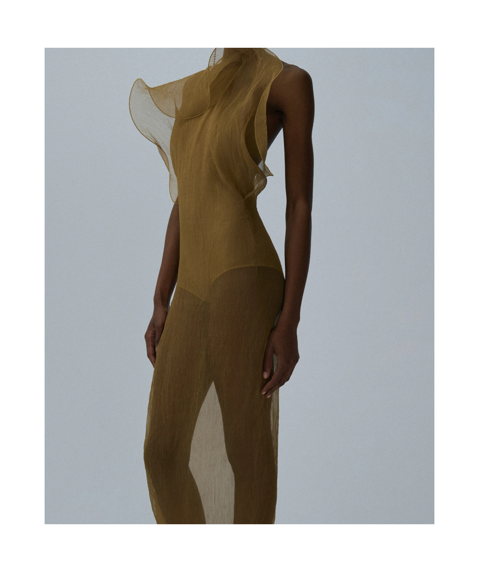 Magda Butrym Silk Organza Gown In Beige In Brown