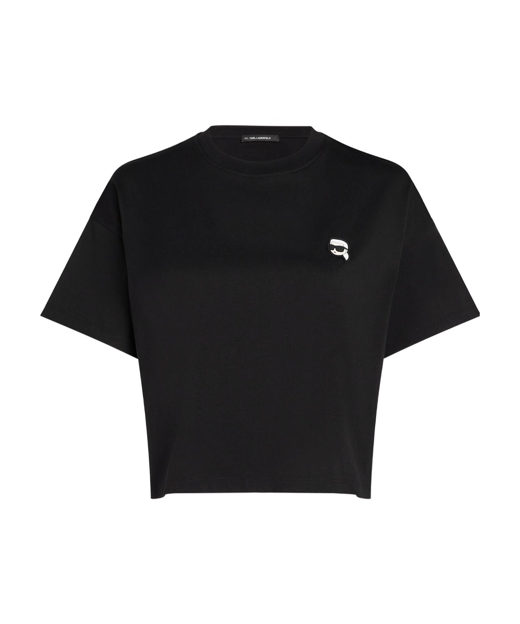 Karl Lagerfeld Ikon Fabric Mixed T-shirt In Black