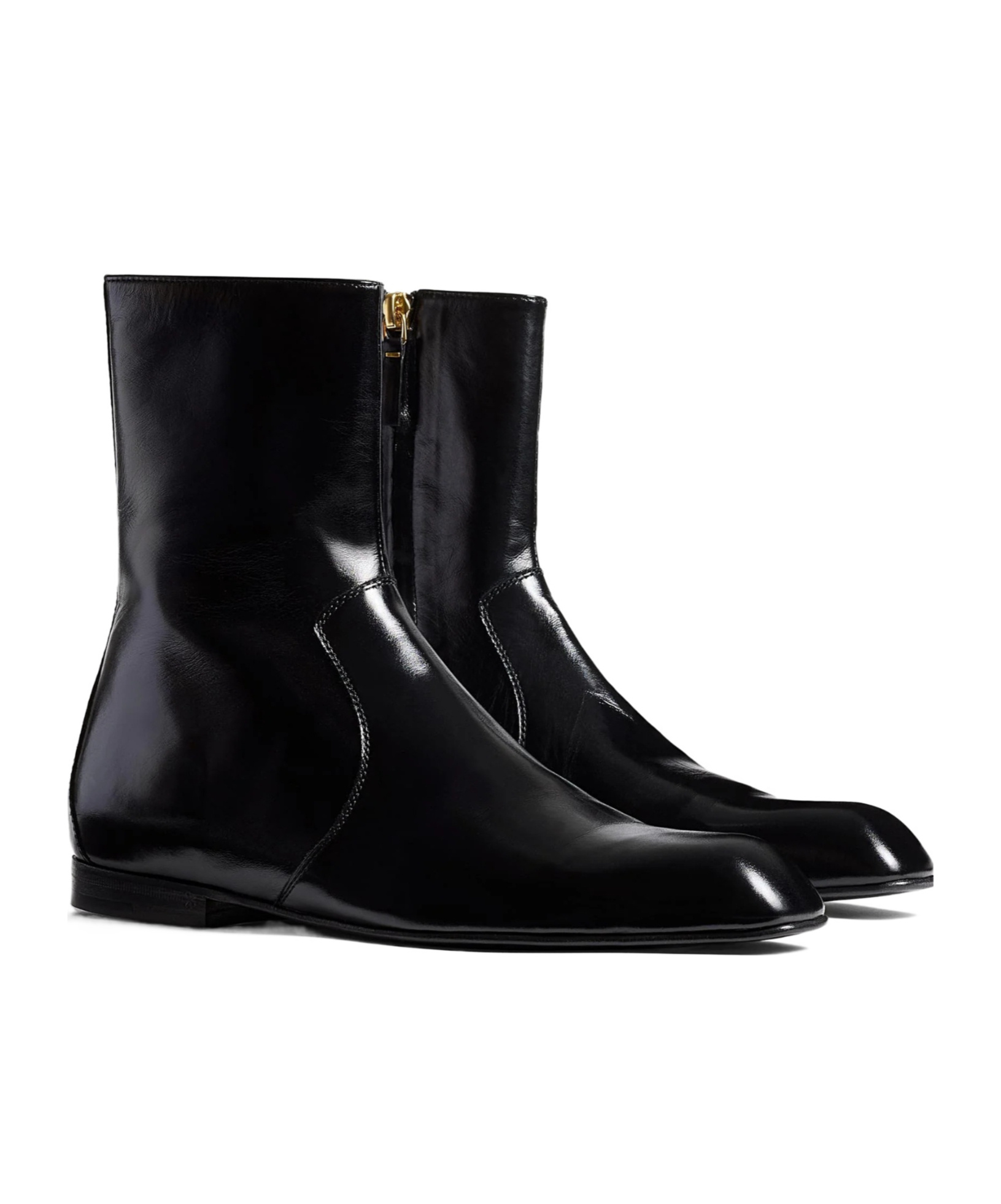 Khaite Colt Glossed-leather Ankle Boots In Black