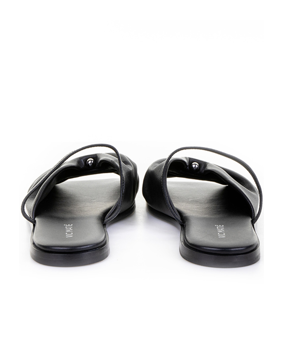 Vic Matie Pleated Slide Sandals In Black