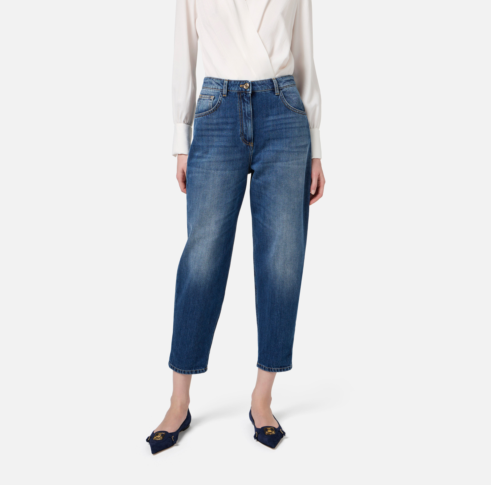 ELISABETTA FRANCHI CROPPED BOYFRIEND JEANS 