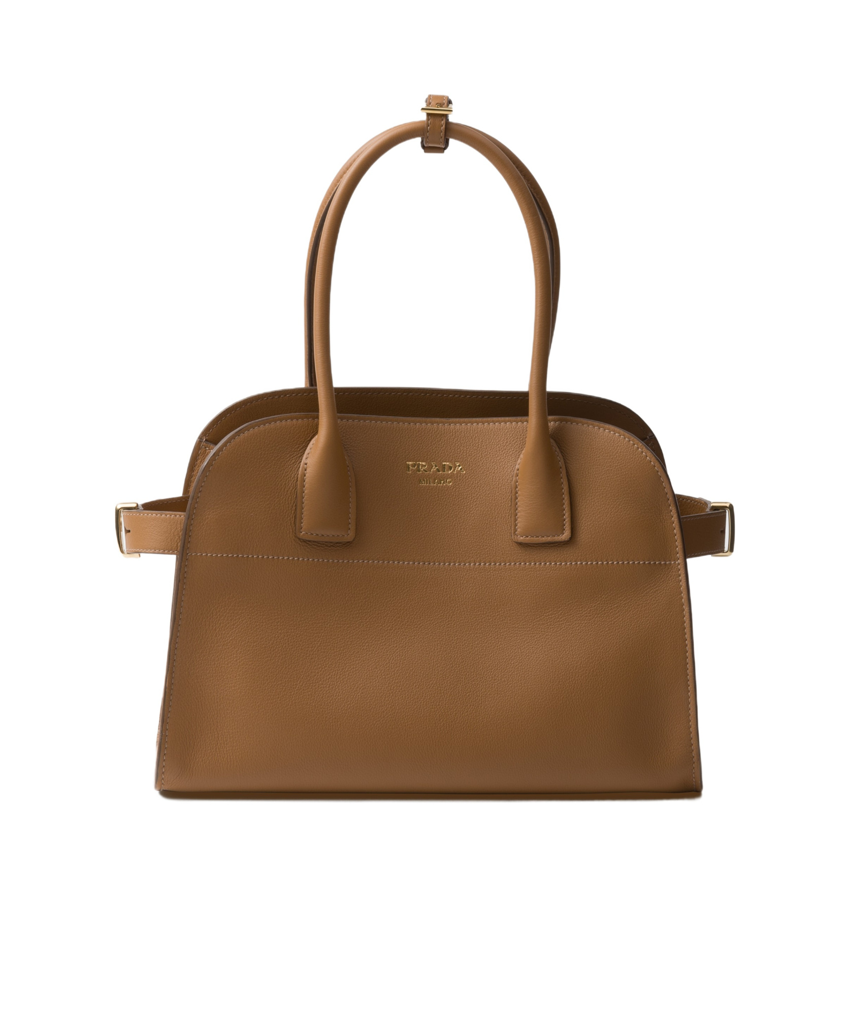 Prada Medium Leather Tote Bag In Brown