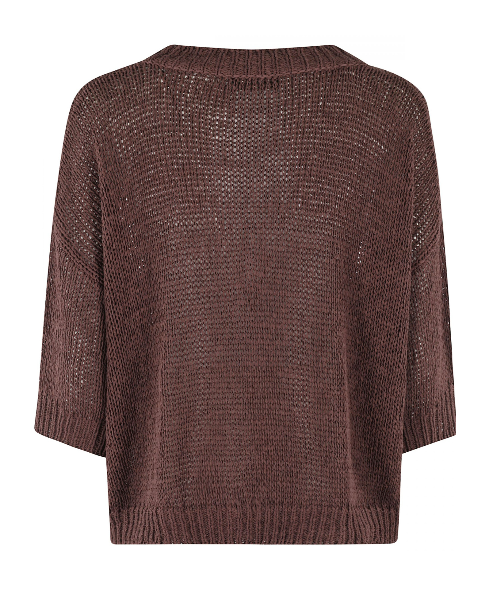 Roberto Collina V-neck Half-sleeve Sweater In Brown