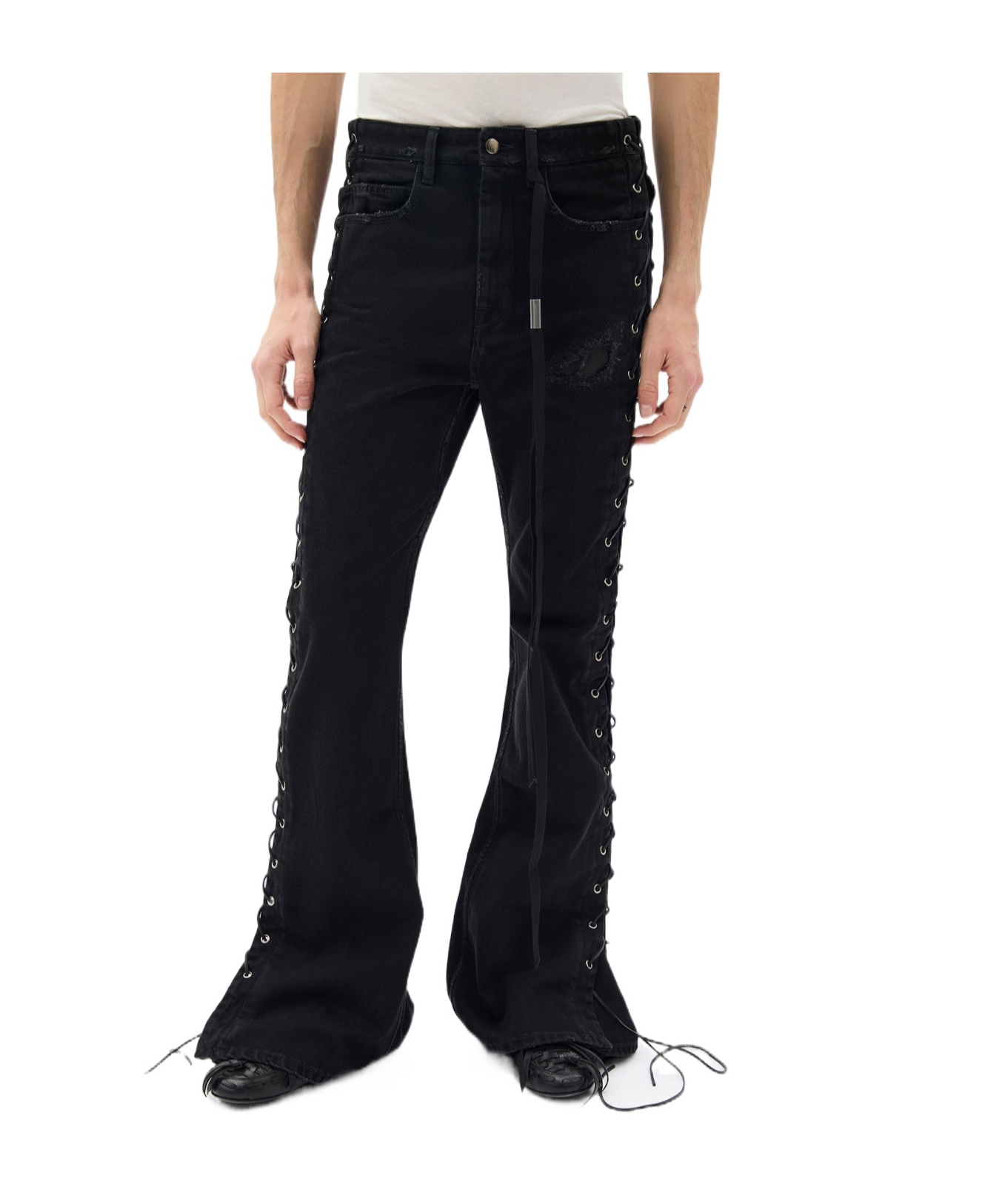 Ann Demeulemeester Tarik 5 Pockets Slim Fit Bootcut Trousers In Black