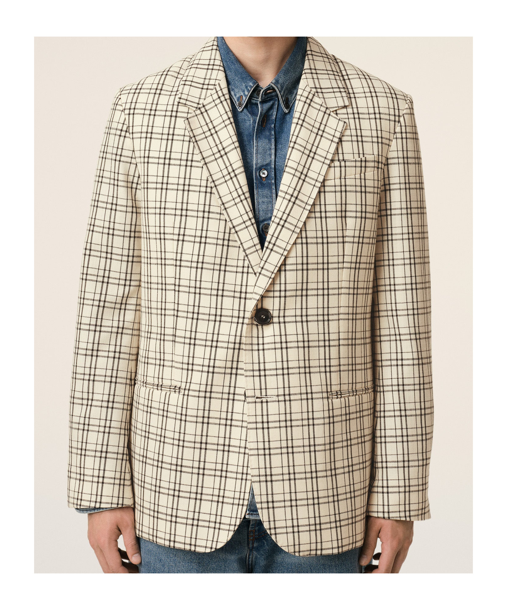 Ami Alexandre Mattiussi Checked Suit Coat In Nude