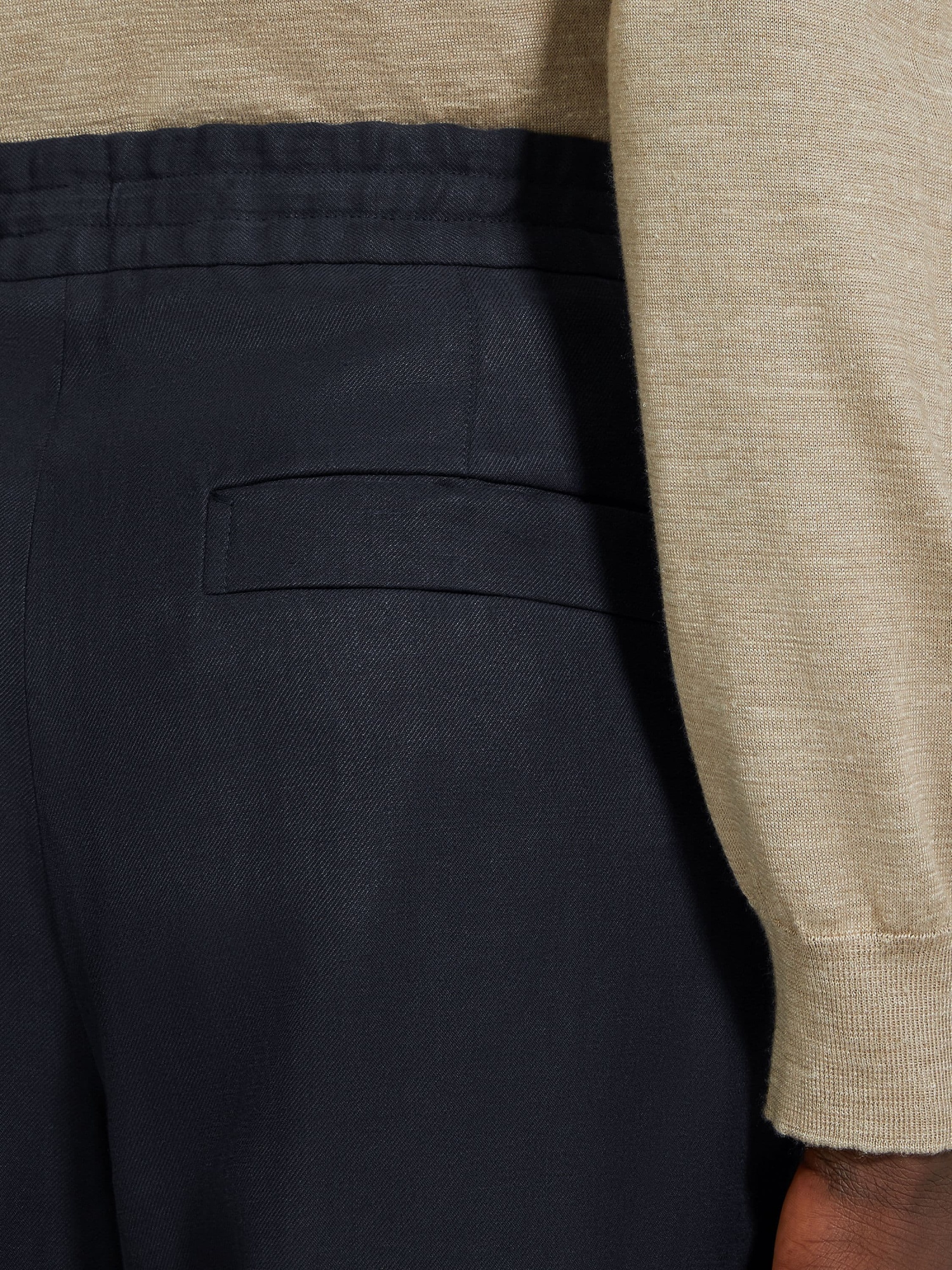 Shop Zegna Linen Trousers In Navy Blue