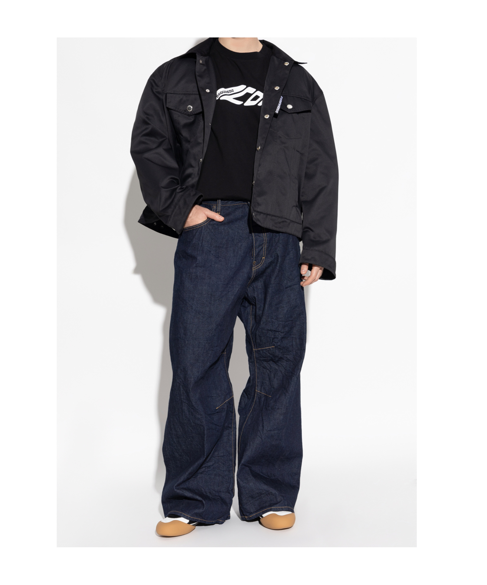 Dsquared2 Five Pocket Stretch Denim Trousers With Localized Wear Washing