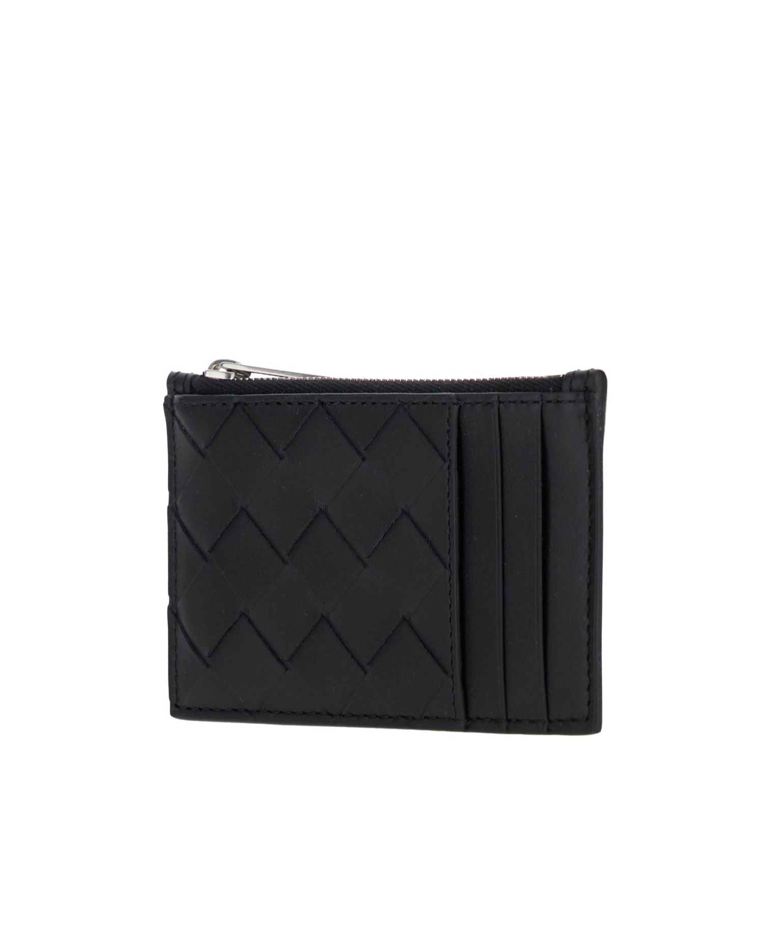 Bottega Veneta Black Card-holder With Intreccio Motif In Leather Man In Black