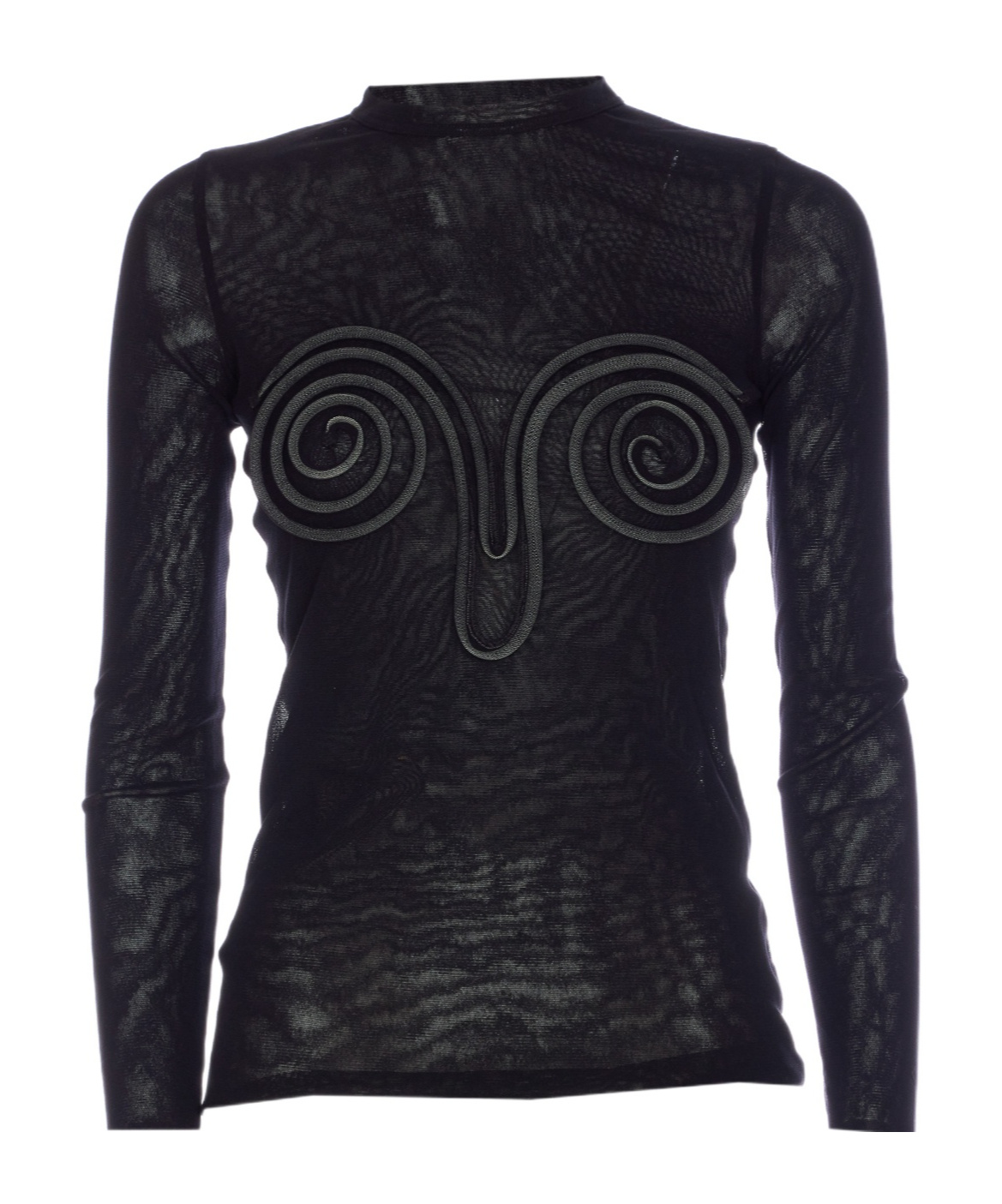 Jean Paul Gaultier Spiral-detail Long-sleeve Top In Black