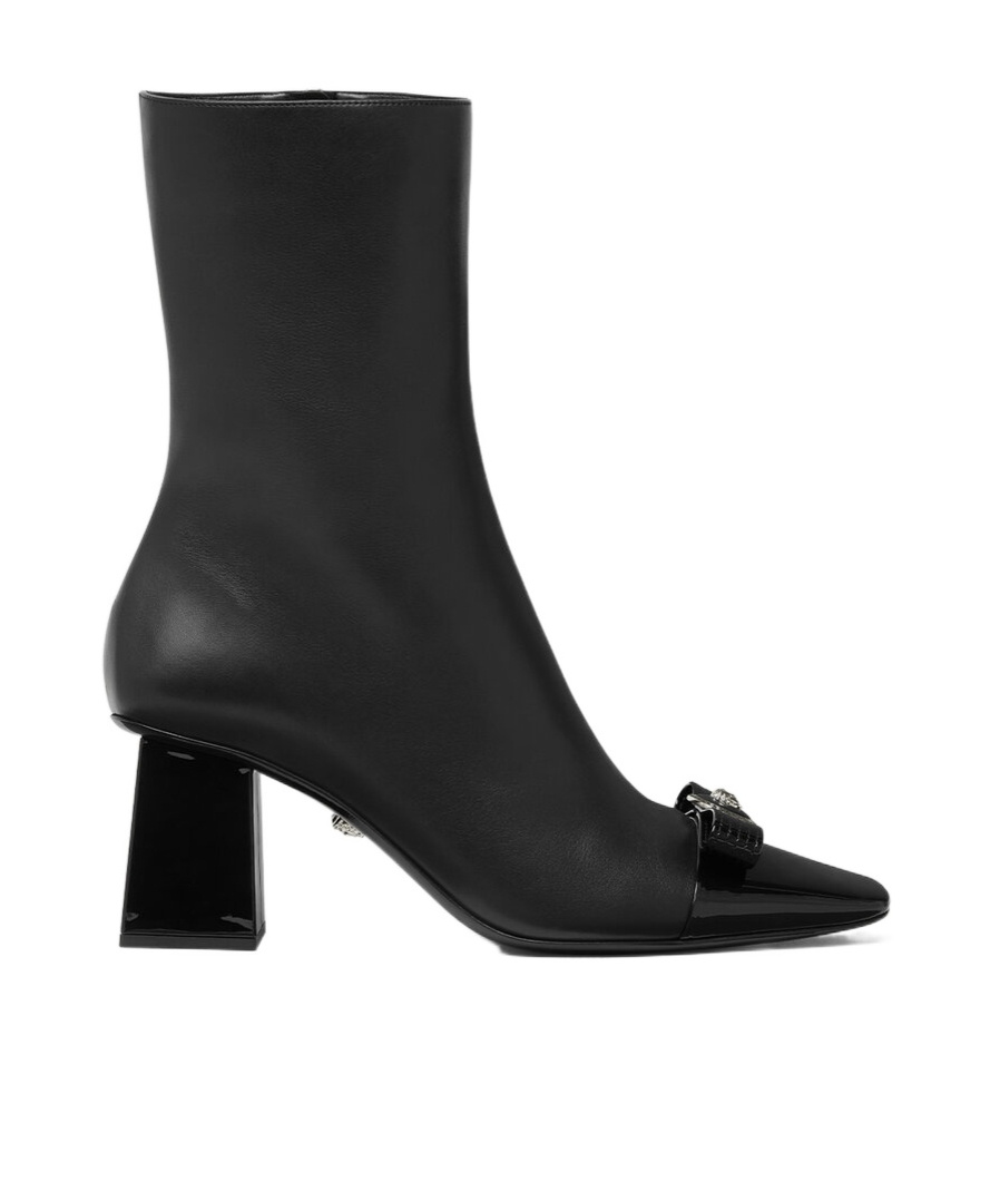 Shop Versace Gianni Ribbon 70mm Ankle Boots In Black