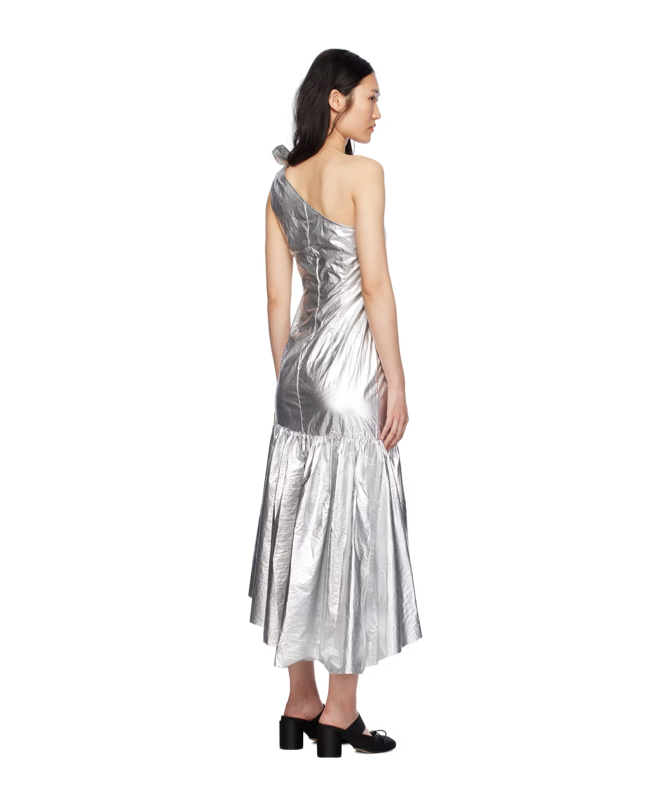 Shop Mm6 Maison Margiela Ruffled Off-shoulder Dress In Multicolor