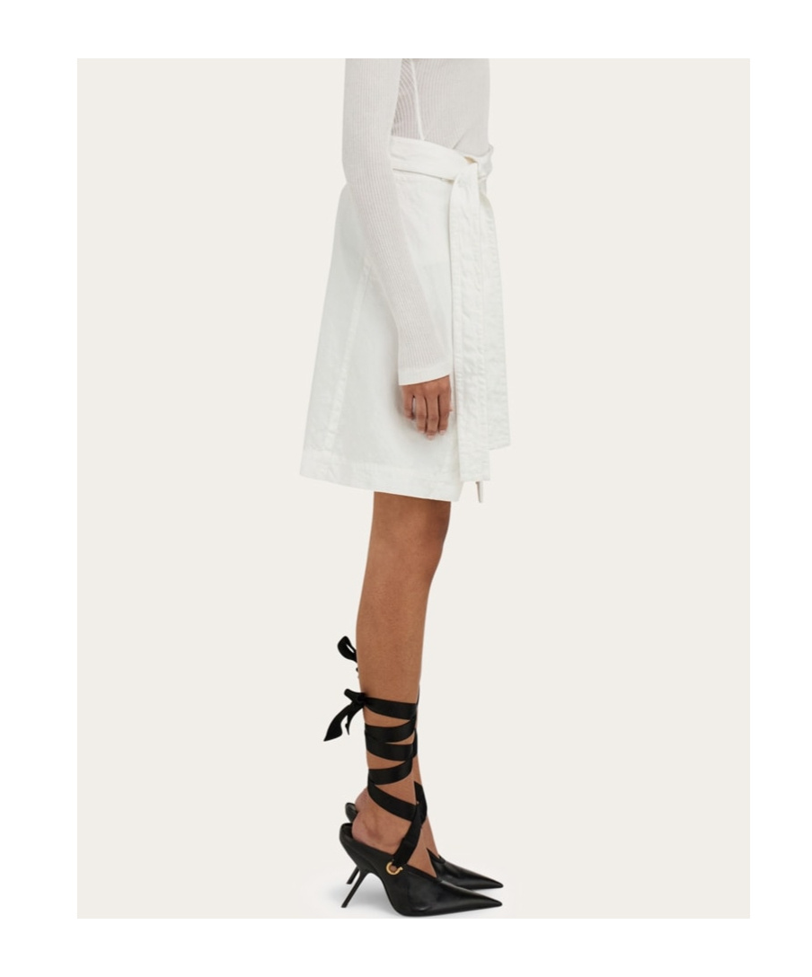 Ferragamo Wrap-front Cotton-blend Knee-length Skirt In White