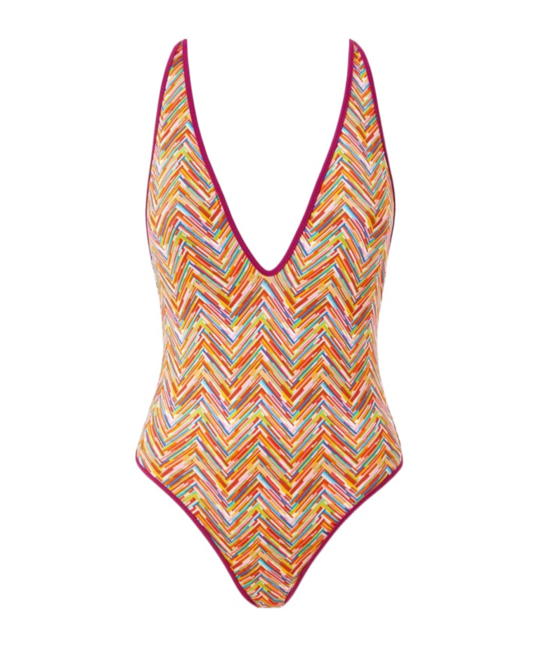 Missoni Zigzag-print Swimsuit In Multicolor