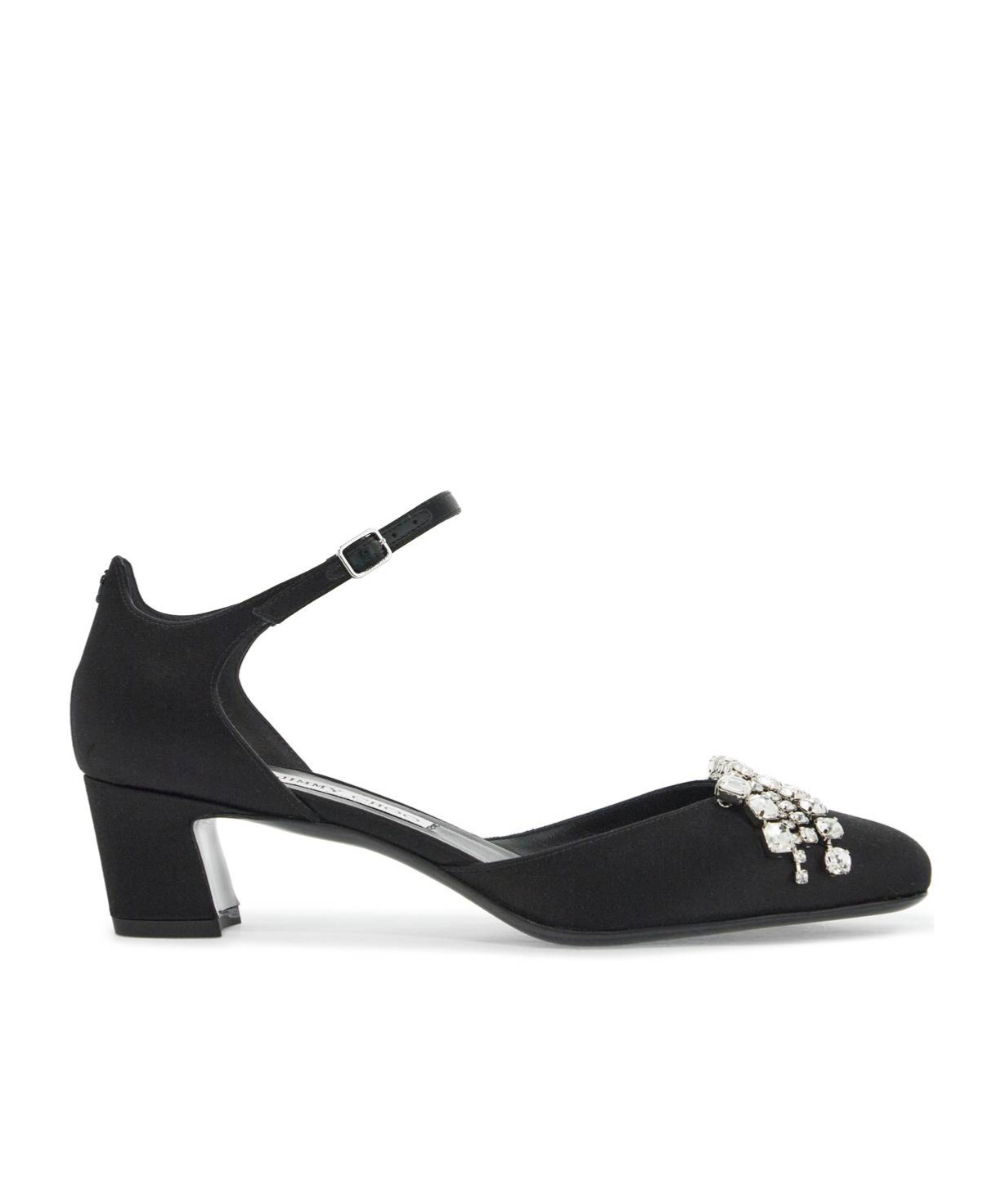 Jimmy Choo Verity 45 Crystal-embellished Satin Pumps In Black