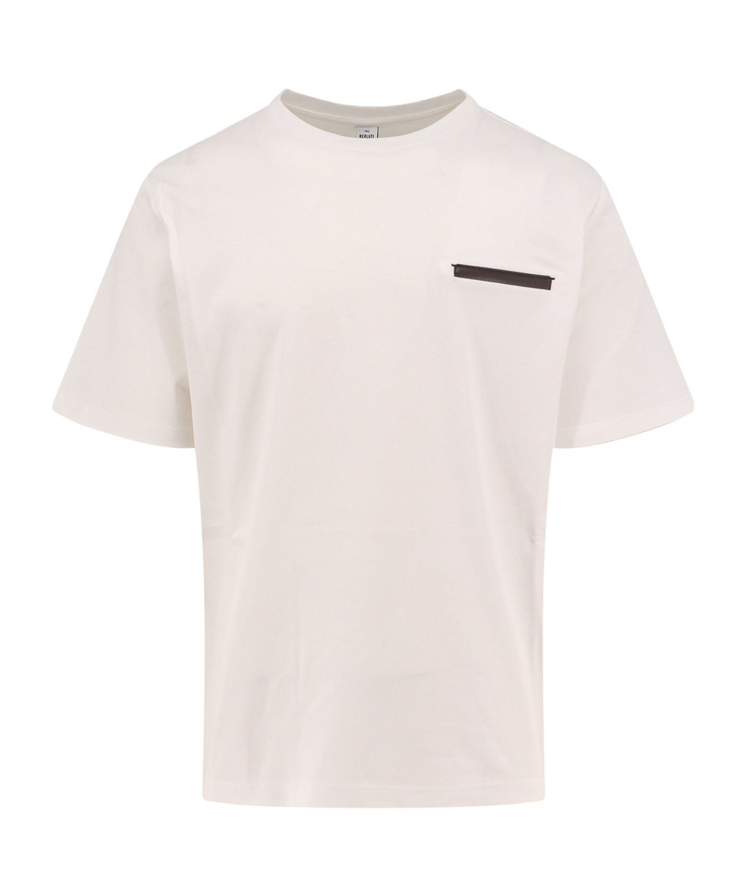 Berluti Leather-trim Crewneck T-shirt In White
