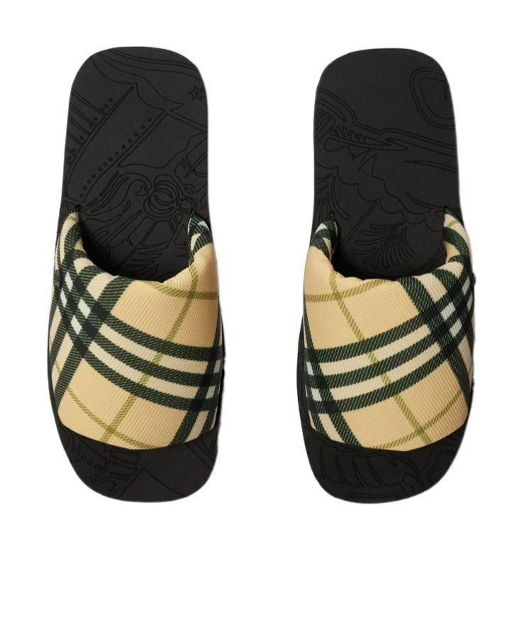 Burberry Checkered Trek Slides In Black