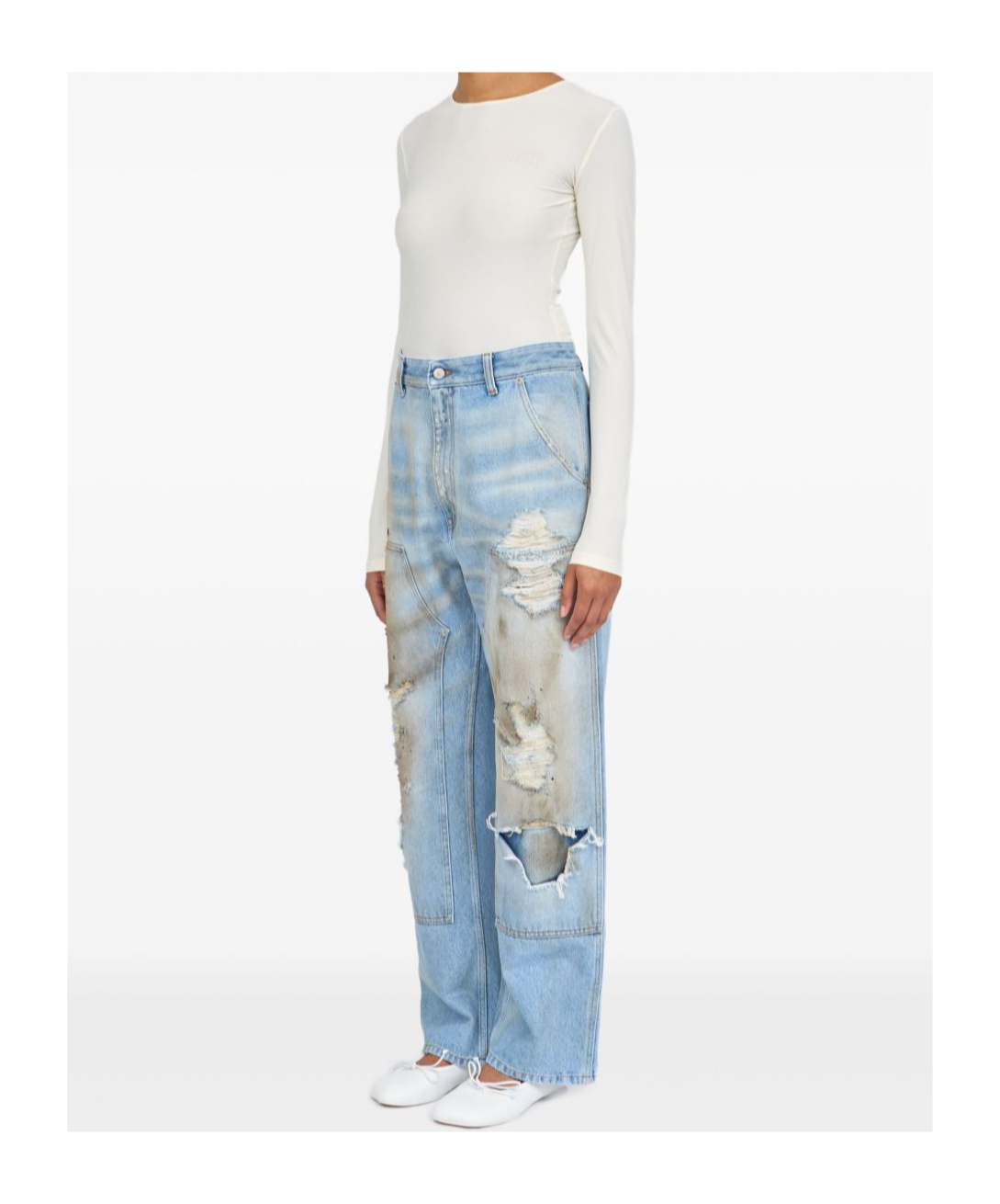 Mm6 Maison Margiela Used Denim Jeans In Blue
