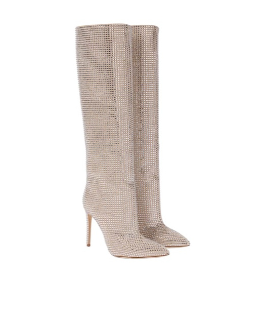 Paris Texas Embellished Suede Knee-high Boots In Nude