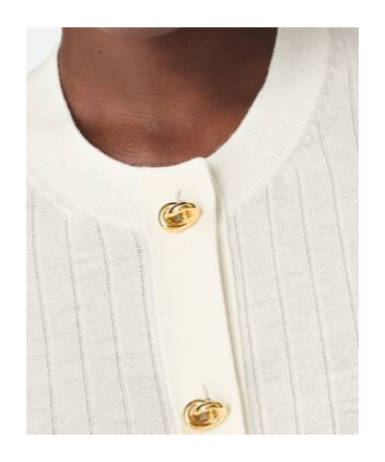 Bottega Veneta Wool Rib Cardigan In White