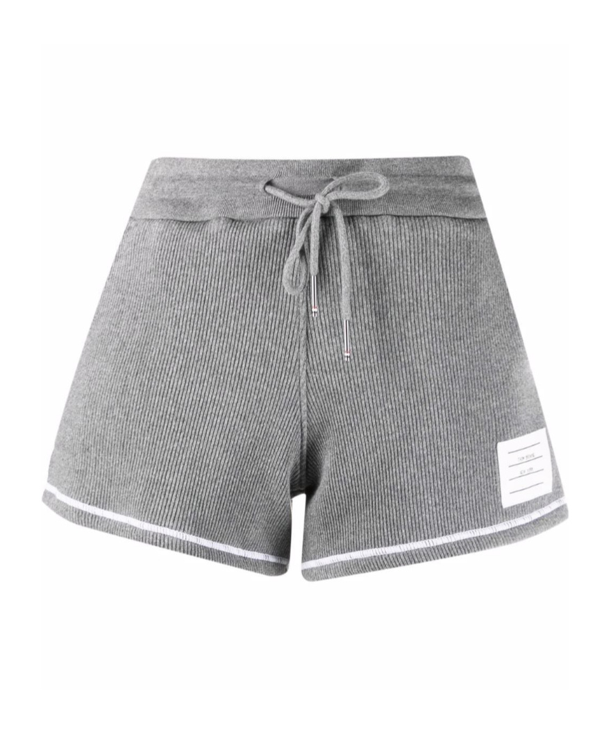 Thom Browne Loopback Cotton Knitted Shorts In Gray