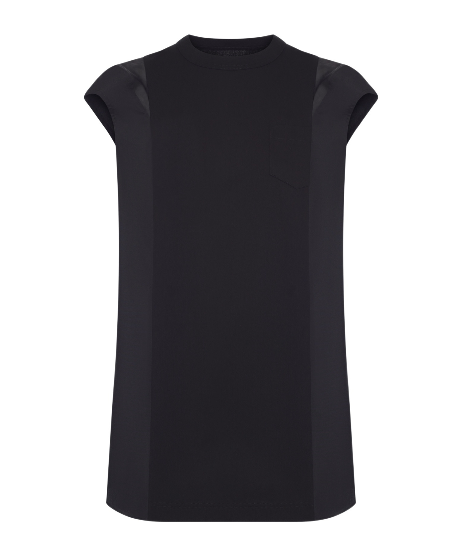 Sacai Jersey Mini Dress With Nylon Inserts In Black