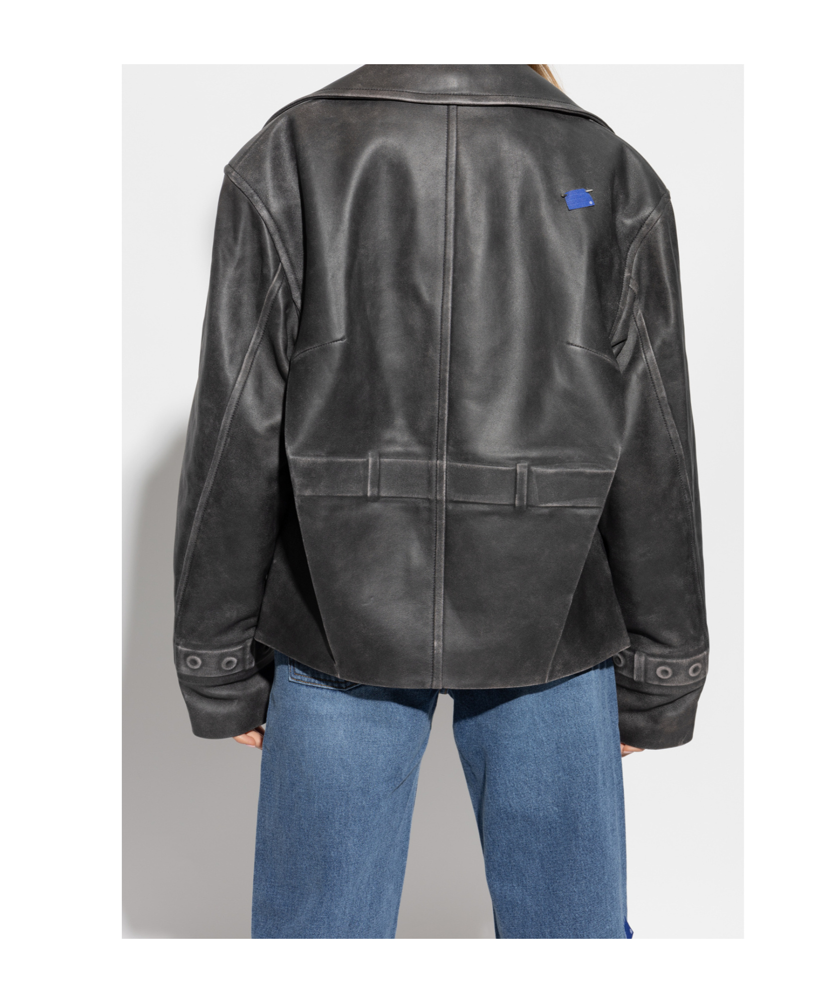 Ader Error Long-sleeved Leather Jacket In Black