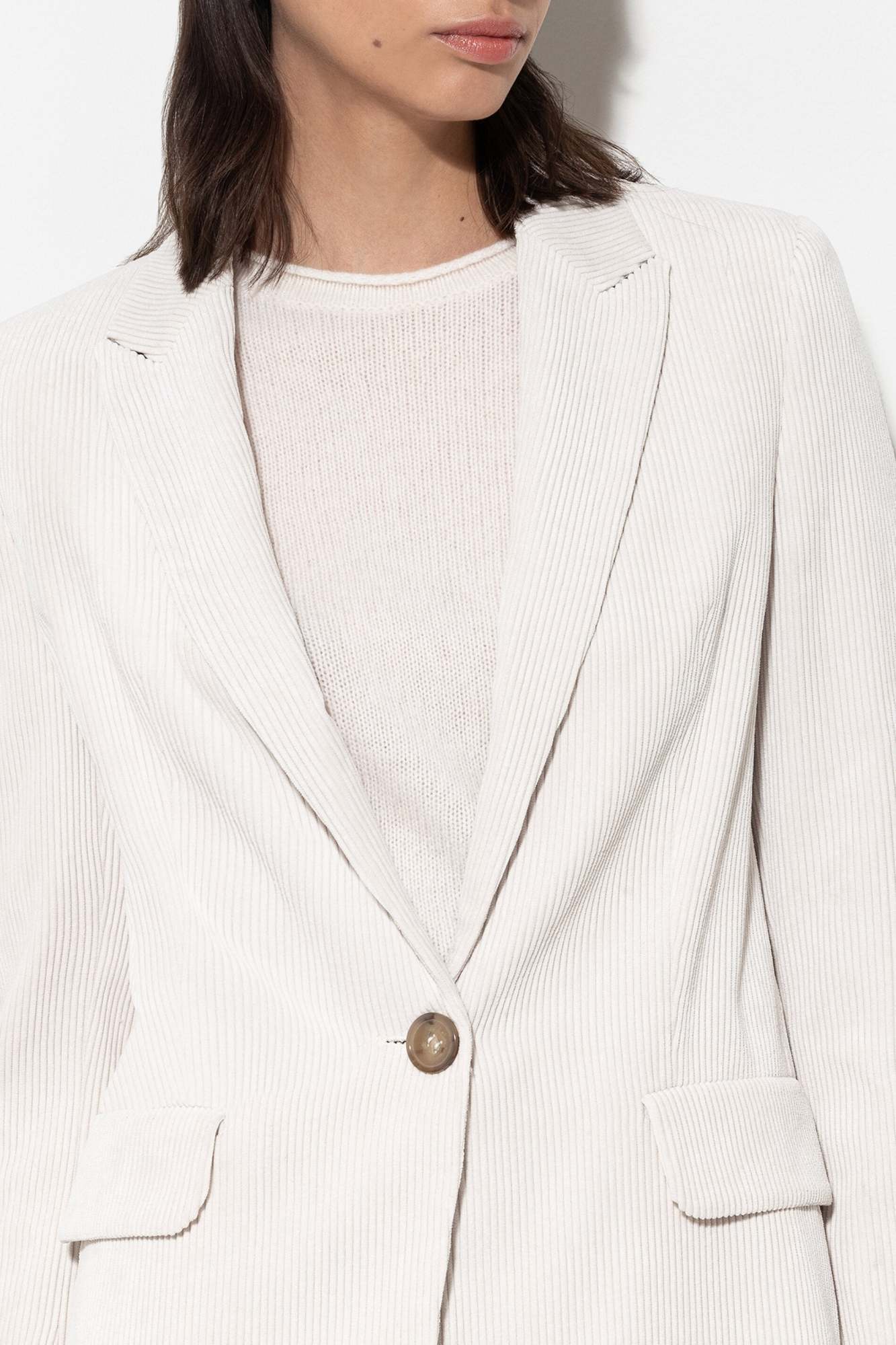 Luisa Cerano Single-button Corduroy Blazer In Eggshell