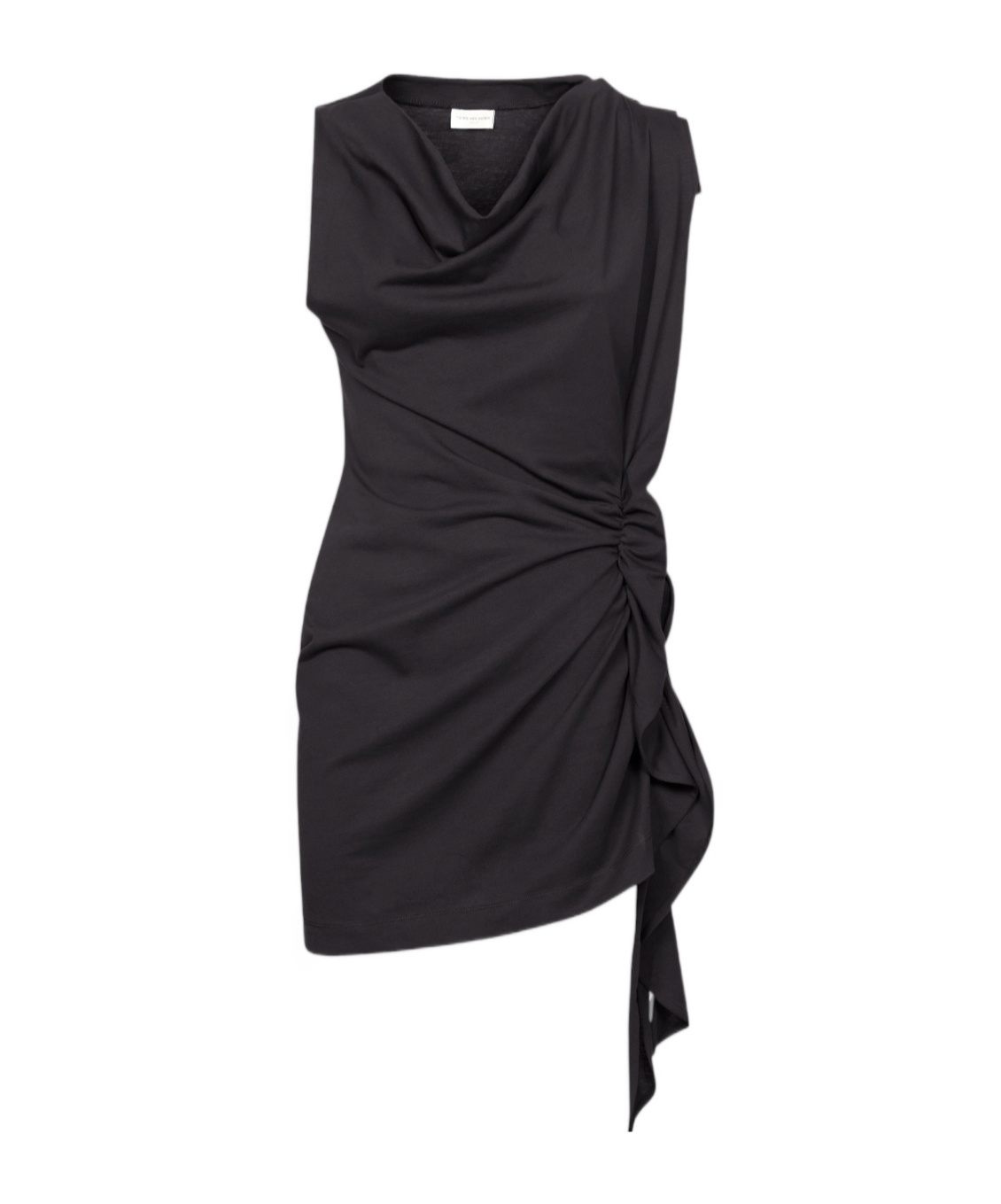 Dries Van Noten Sleeveless Asymmetrical Draped Blouse In Black
