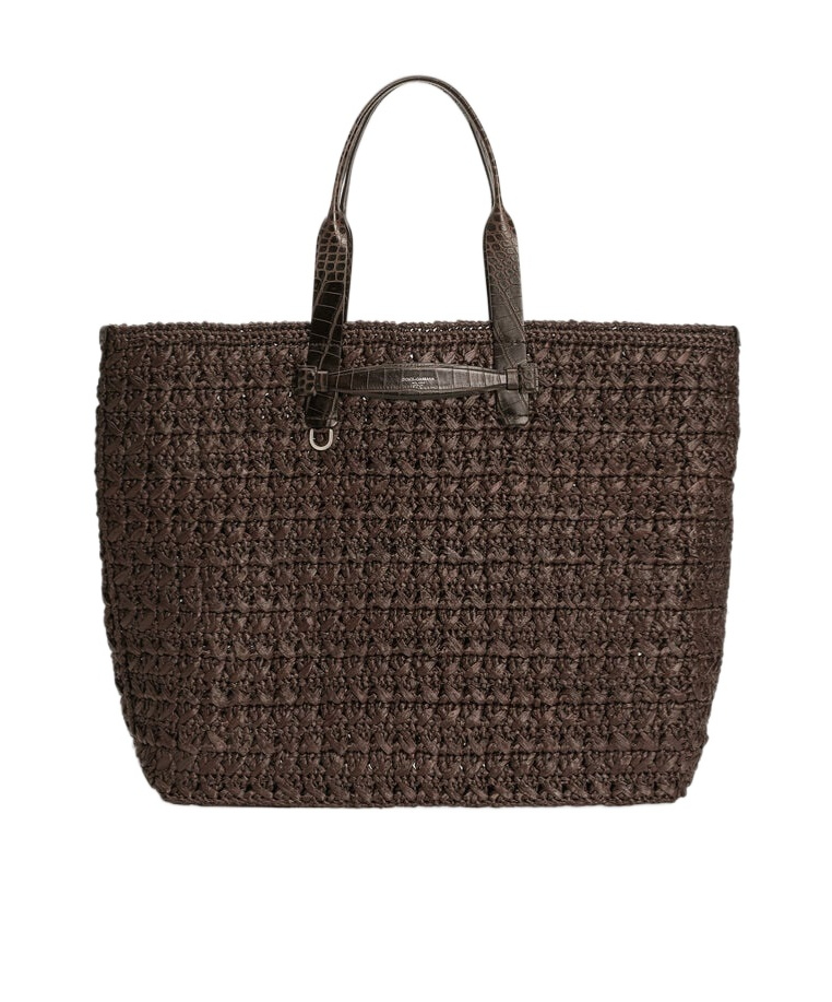 Dolce & Gabbana Crochet Tote Bag Woven Texture In Black