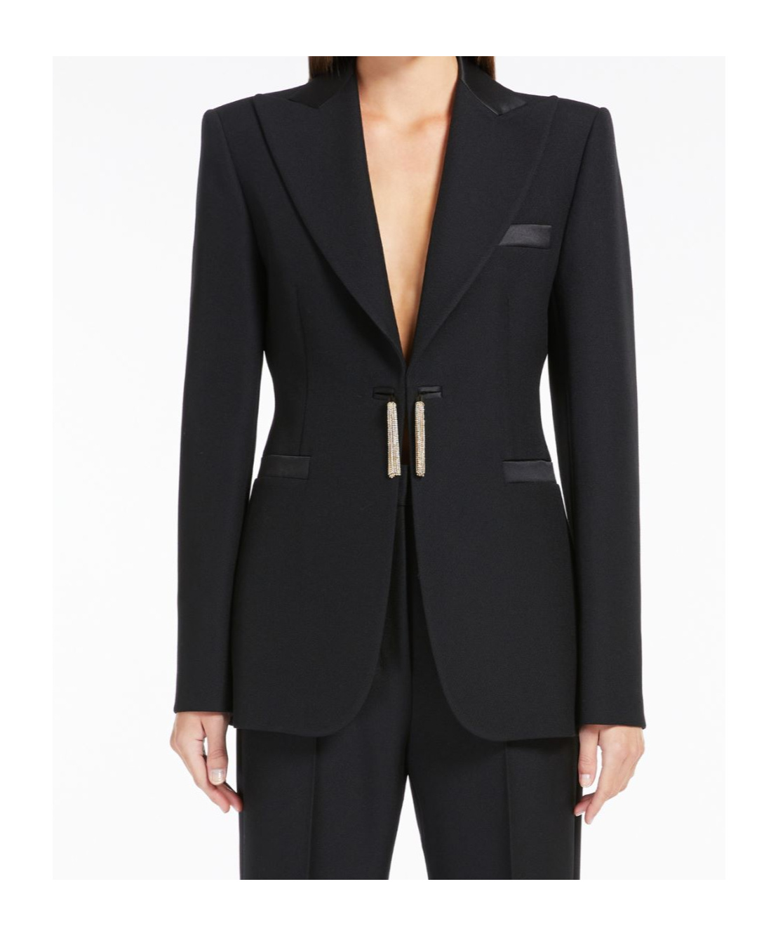 Max Mara Lapel Long-sleeved Suit Coat In Black