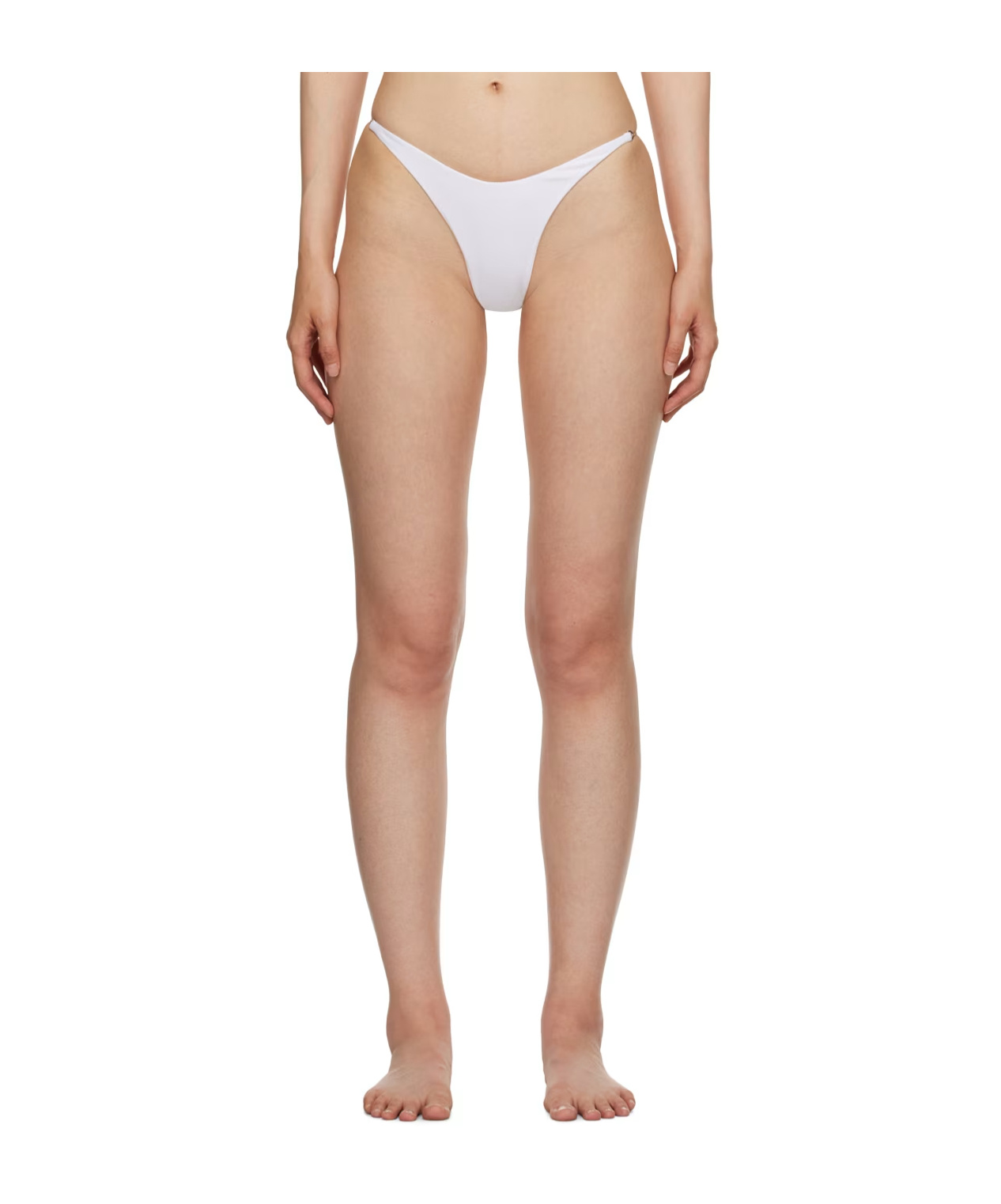 Mugler Elastic Knitted Bikini Swimsuit In White