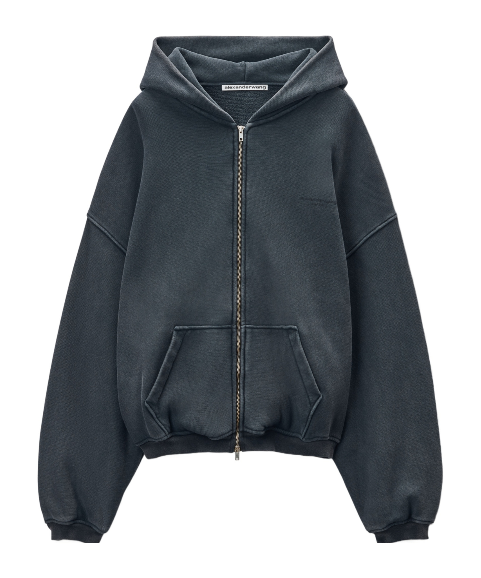 Alexander Wang Logo-print Zip-up Hooddie In Gray
