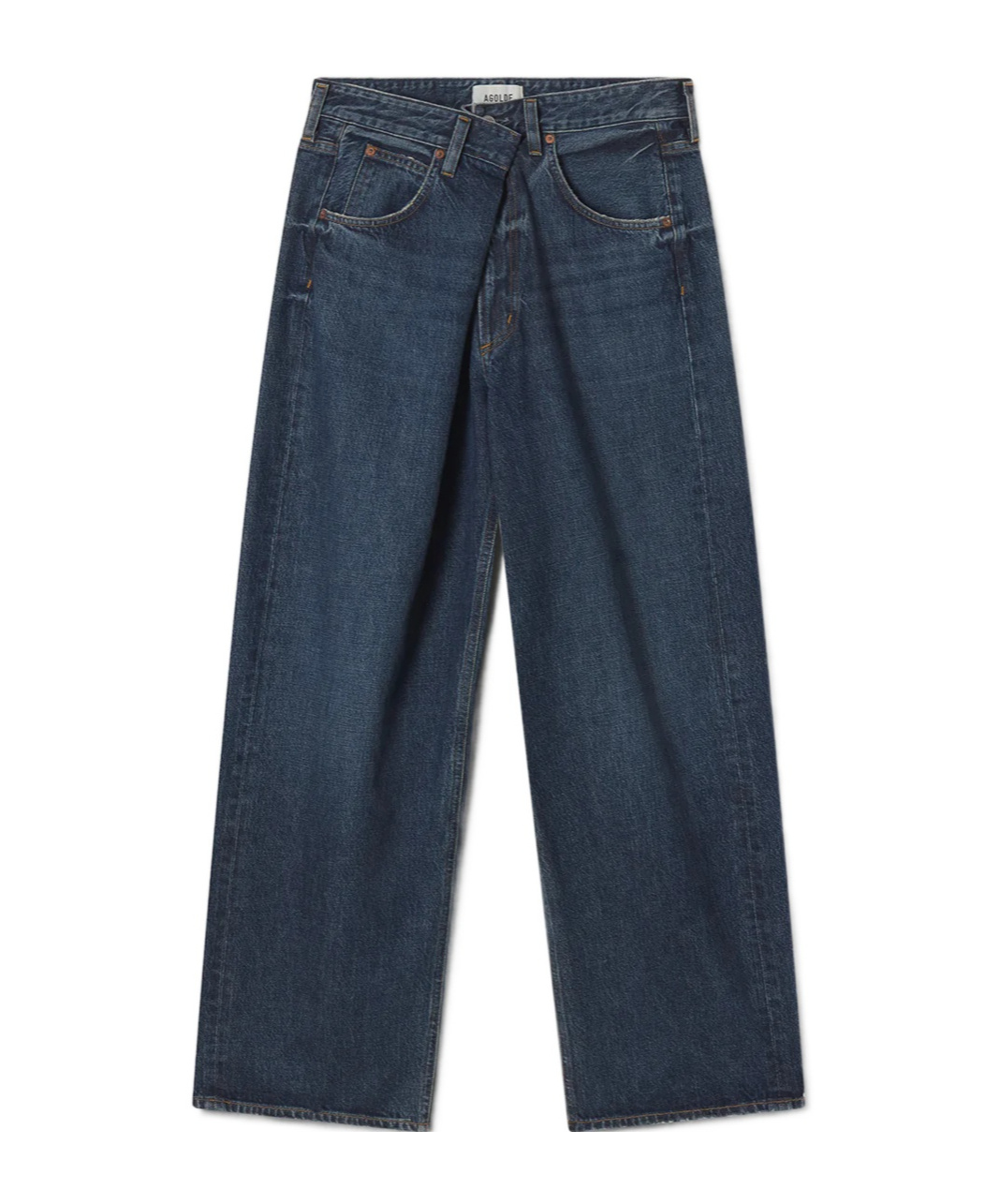 Agolde Denim Trousers With Belt Loops In Blue