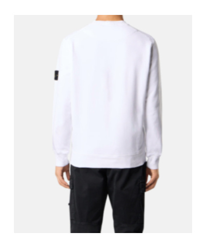 Stone Island Regular-fit Crewneck Sweatshirt With Elasticated Cuffs In White