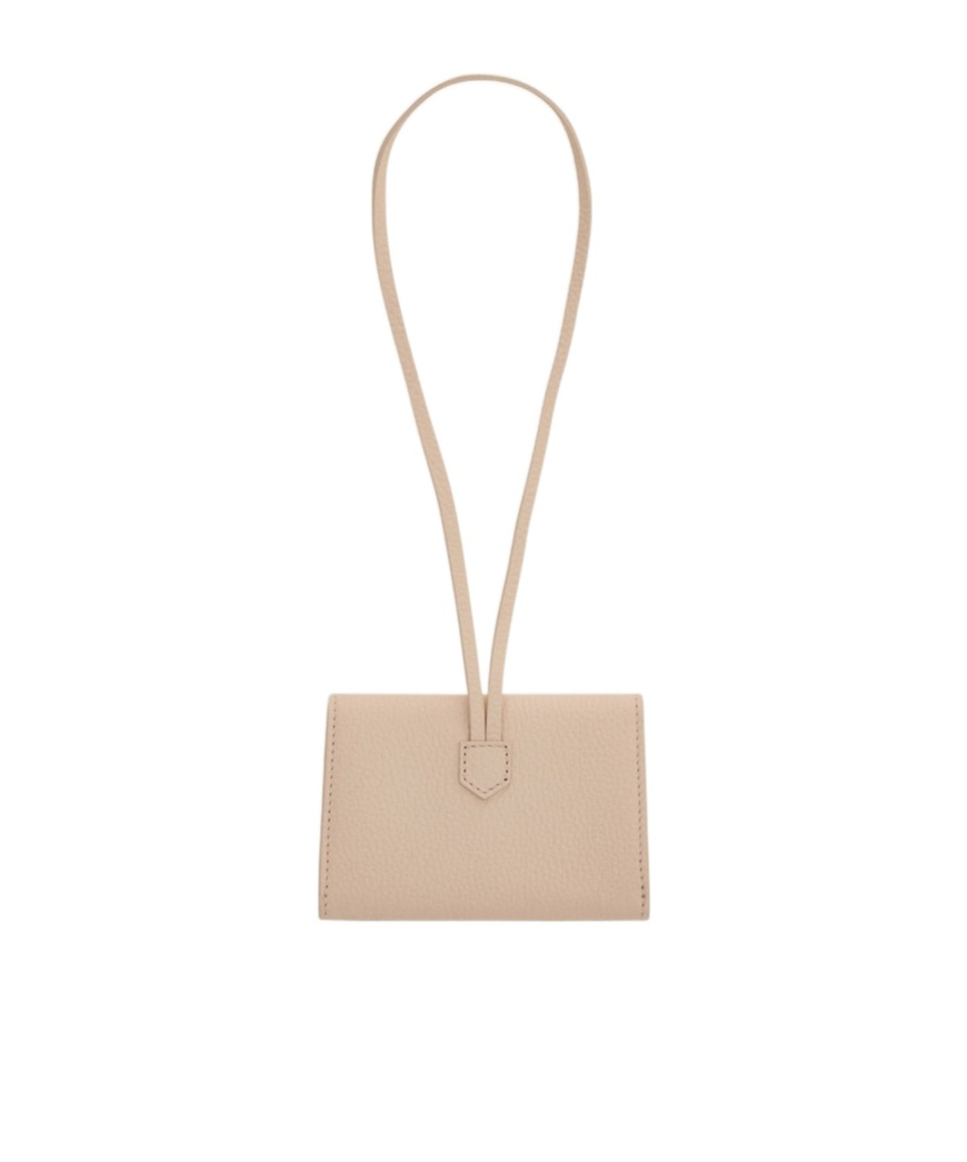 Ferragamo Gancini-buckle Calfskin Keyring In Neutral