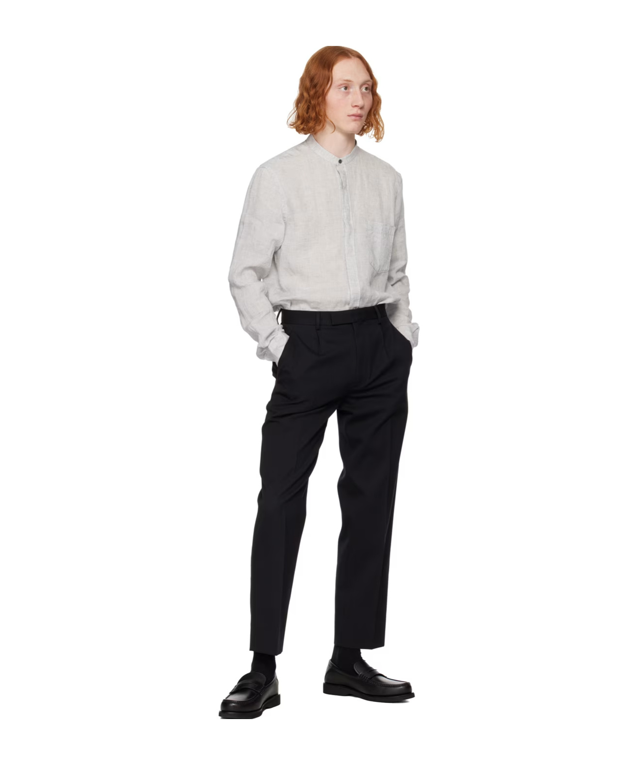 Zegna Long-sleeved Shirt With Vertical Collar In White